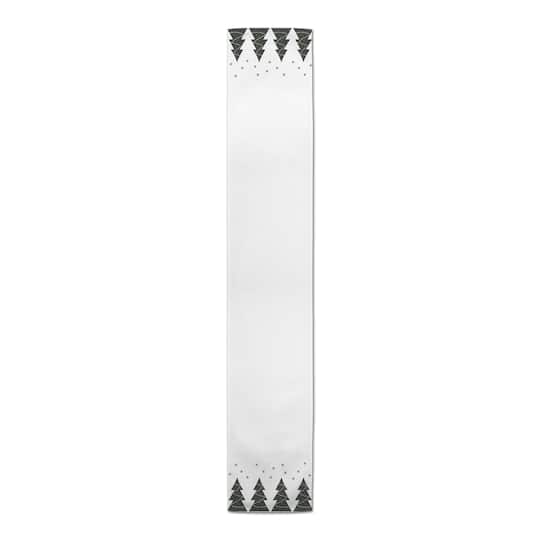 90" Christmas Tree Snow Twill Table Runner